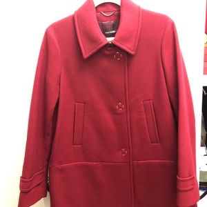 Burgundy colored wool coat from Rene Lezard